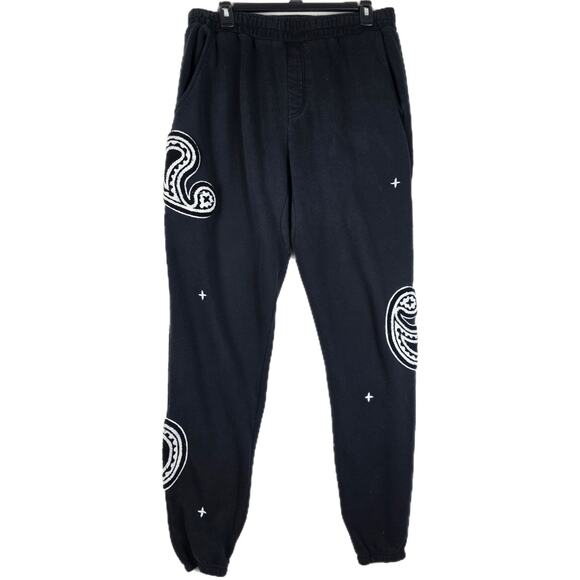 EPTM Paisley Embroidered Black Sweatpants Men's Size XL 36 Streetwear - Picture 1 of 14